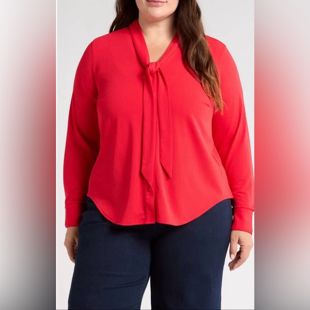 Universal Standard Tess Tie-Neck Crepe Blouse- M (18-20) NWOT